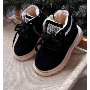 Черевички зимові дитячі з хутром RAW чорний