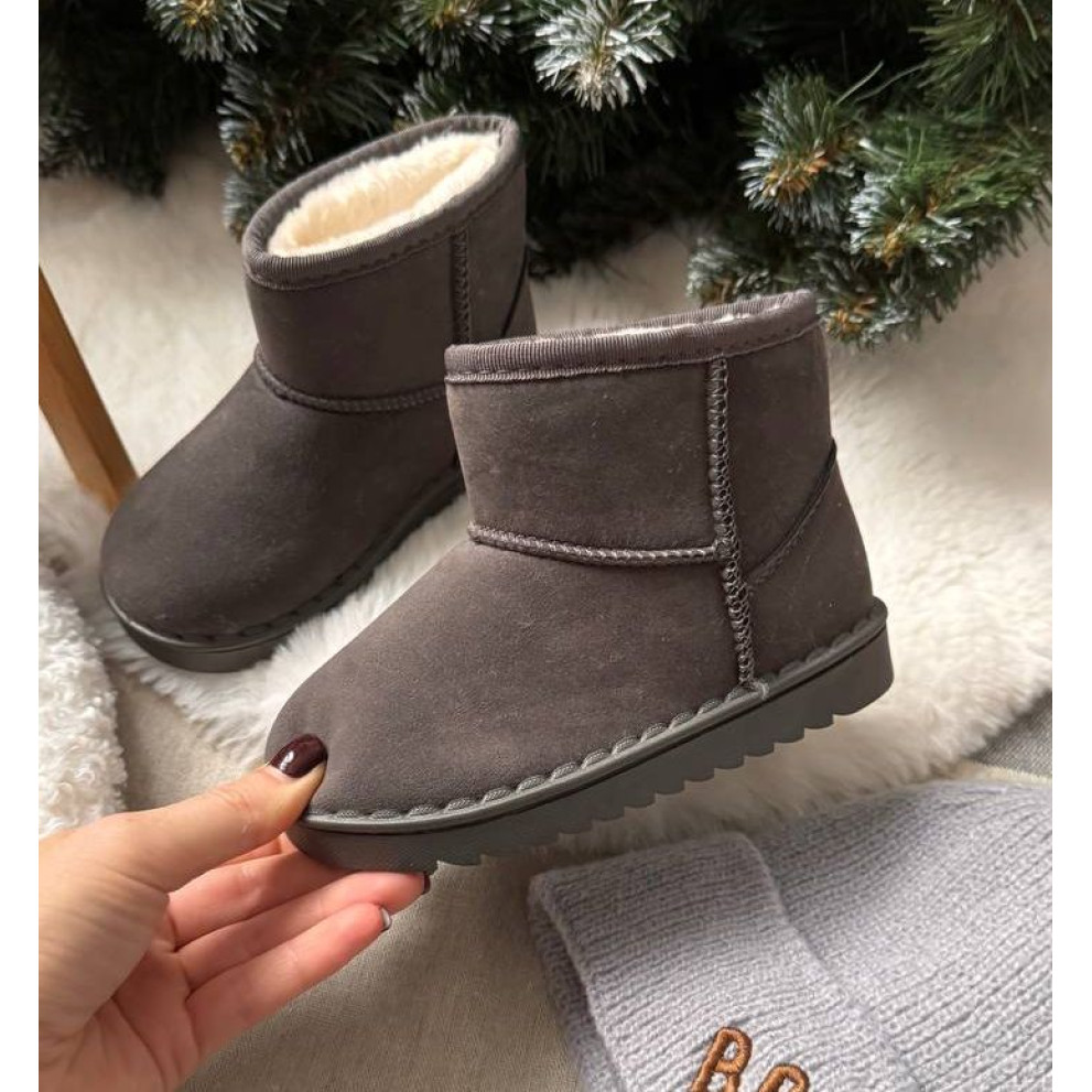 Угги дитячі зимові FN з еко-нубуку, сірі - теплі черевики з хутром Угги дитячі зимові FN з еко-нубуку, сірі - теплі черевики з хутром