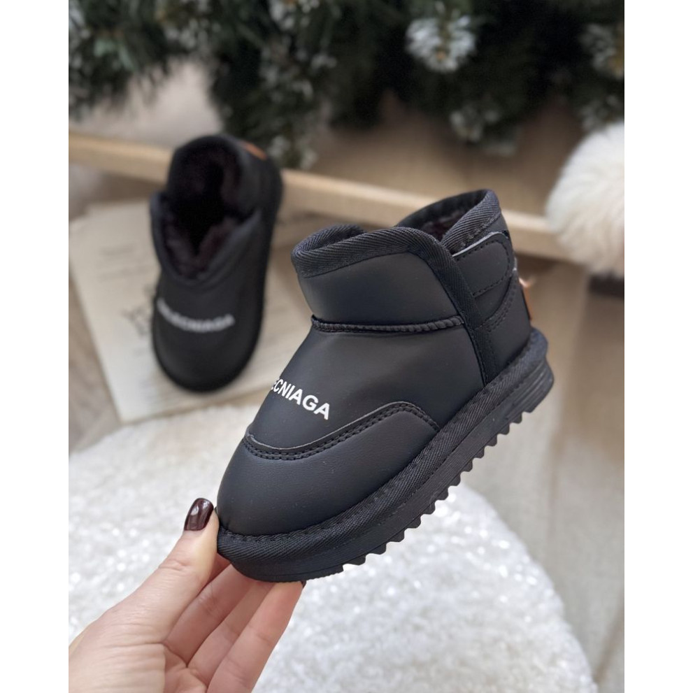 Черевики зимові дитячі з хутром Balencniaga чорний