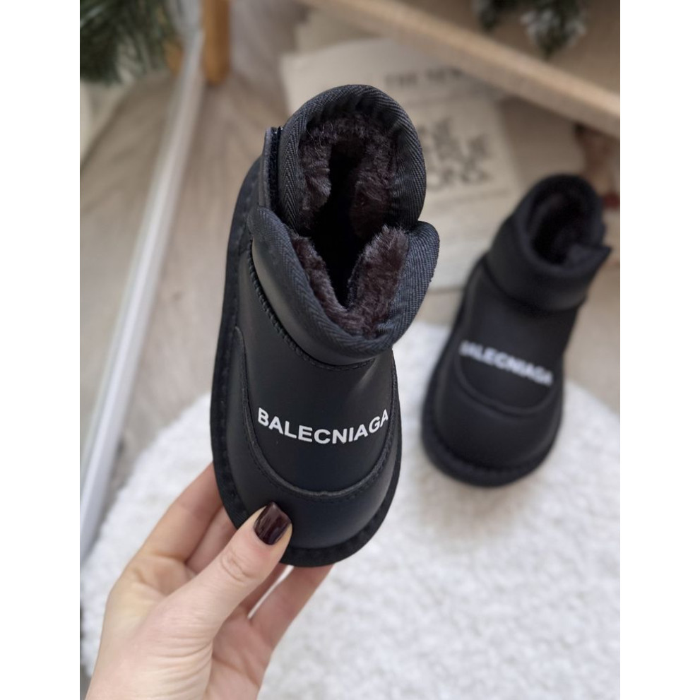 Черевики зимові дитячі з хутром Balencniaga чорний