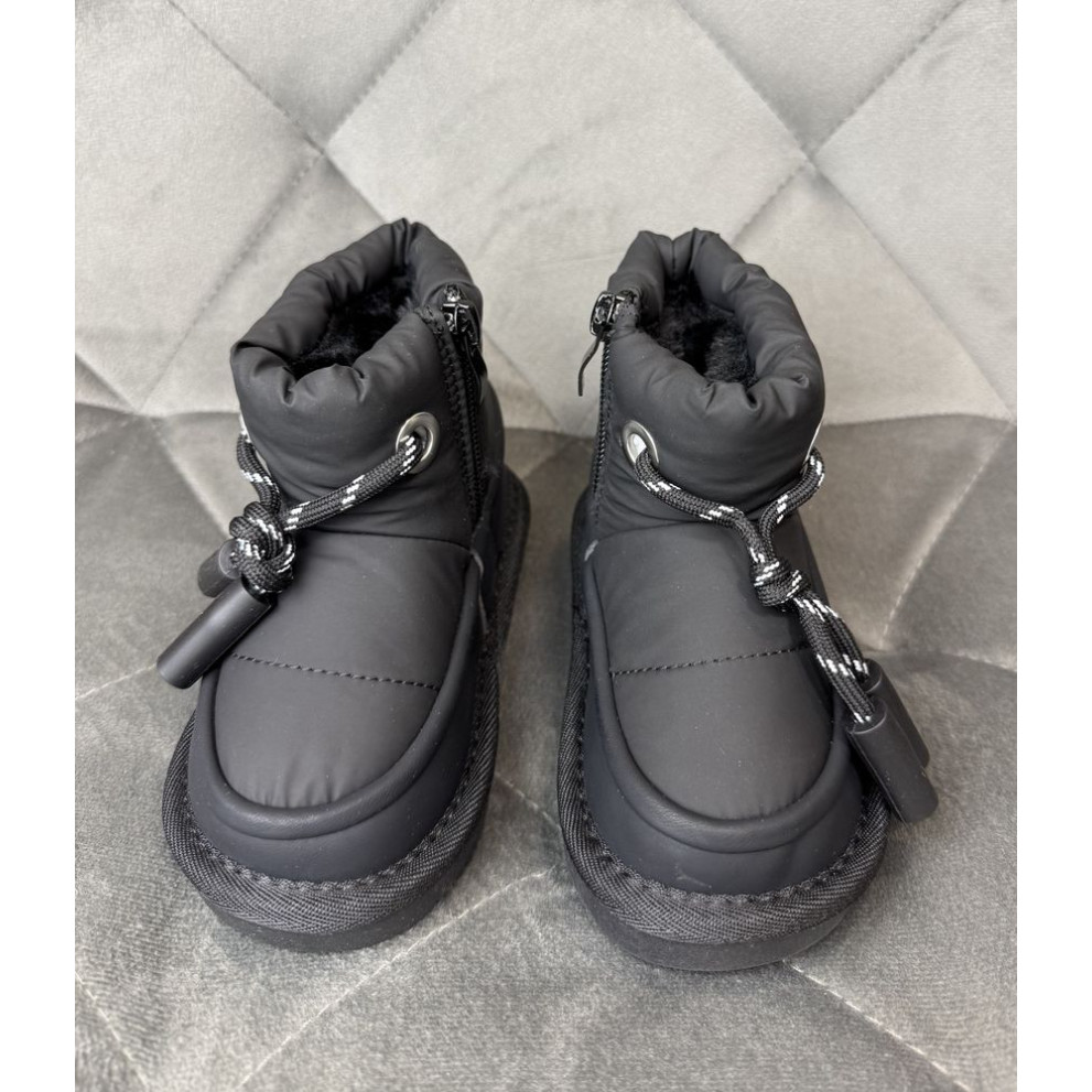 Дитячі зимові черевики з хутром TSF чорного кольору - теплі м'які черевики з блискавкою