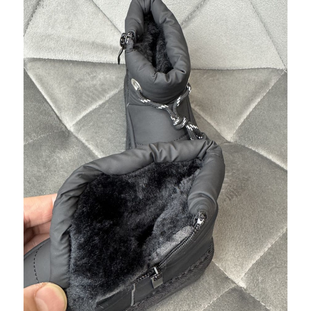 Дитячі зимові черевики з хутром TSF чорного кольору - теплі м'які черевики з блискавкою