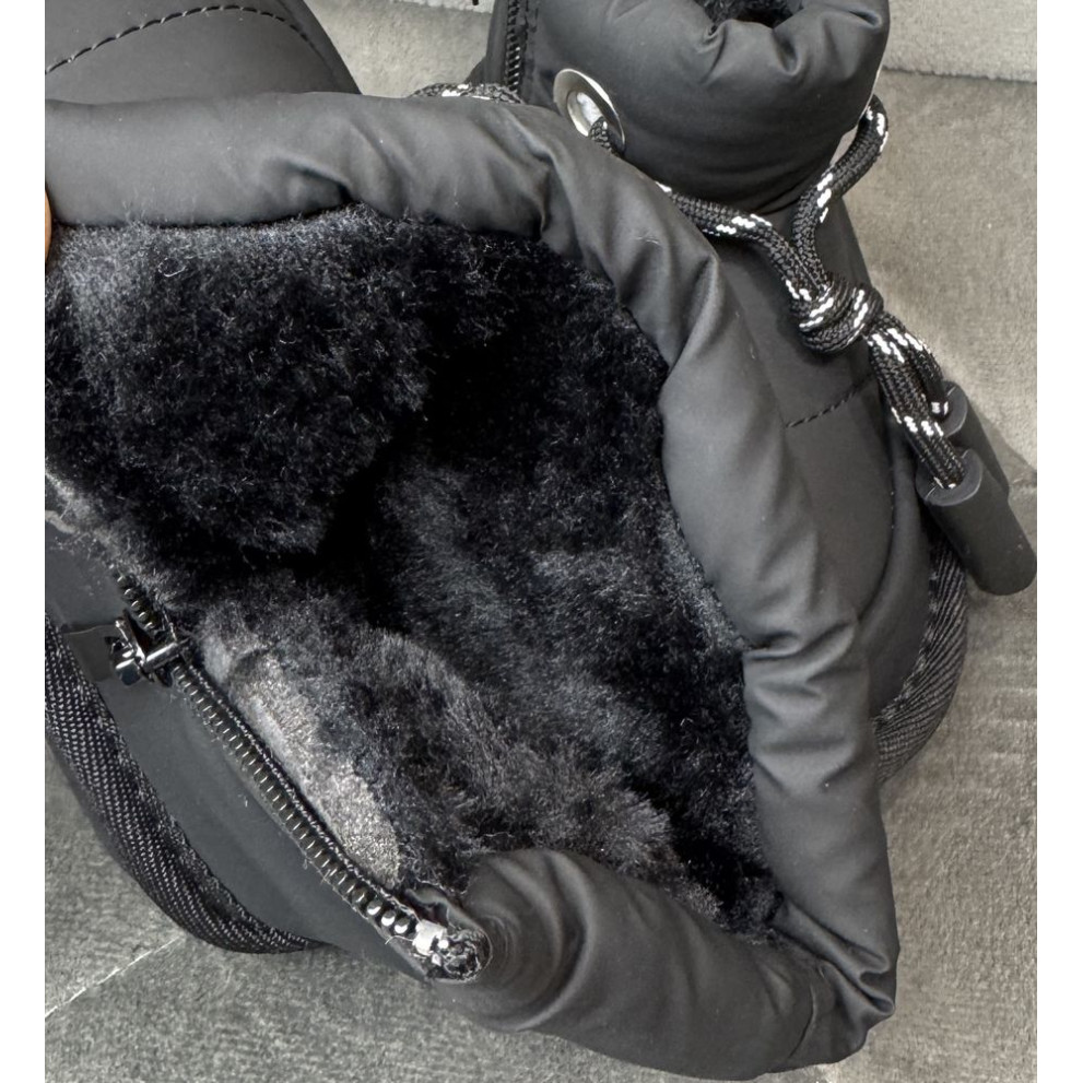 Дитячі зимові черевики з хутром TSF чорного кольору - теплі м'які черевики з блискавкою