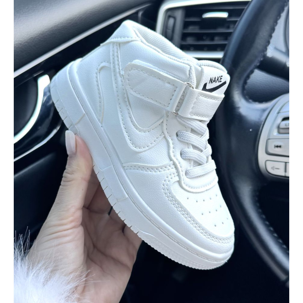 Дитячі спортивні високі кросівки Air білі - високі кросівки для активних дітей