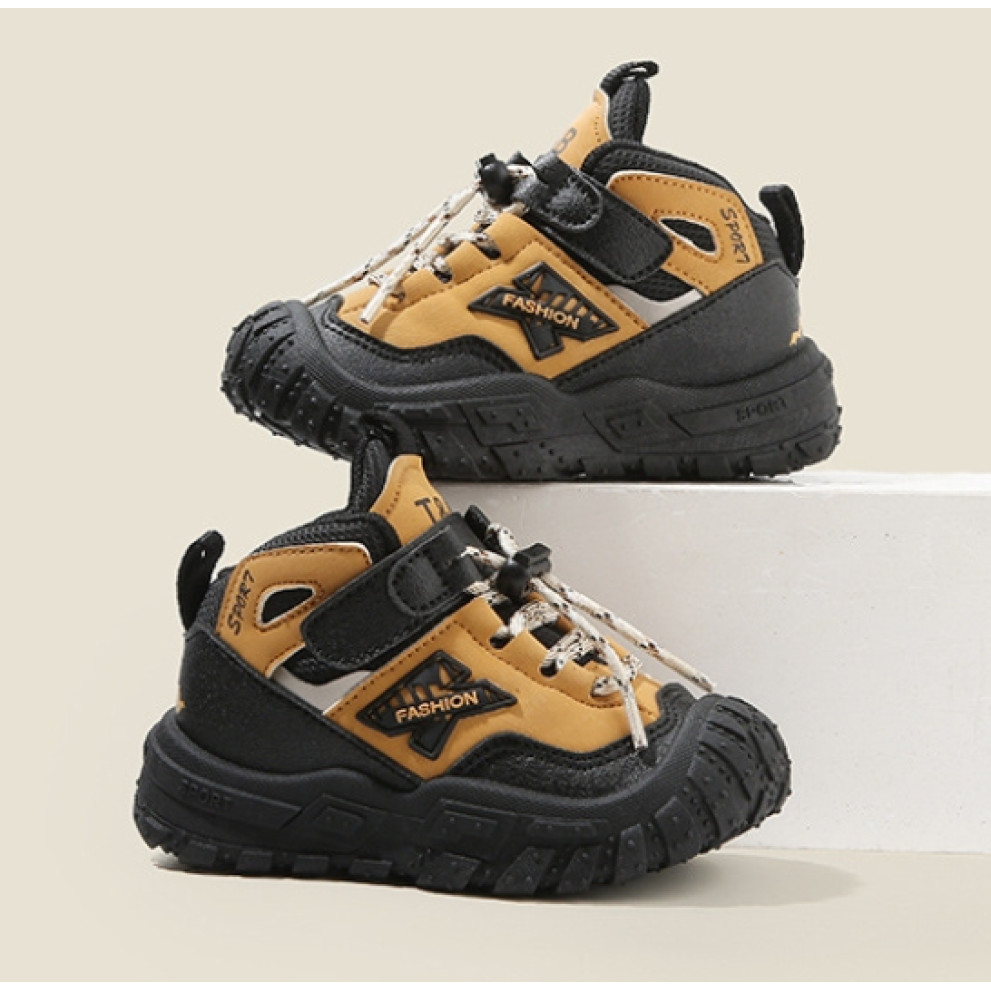 Дитячі високі кросівки хайтопи T-X 668 для хлопчика та дівчинки світло-коричневі весна-осінь з липучкою та нековзною підошвою