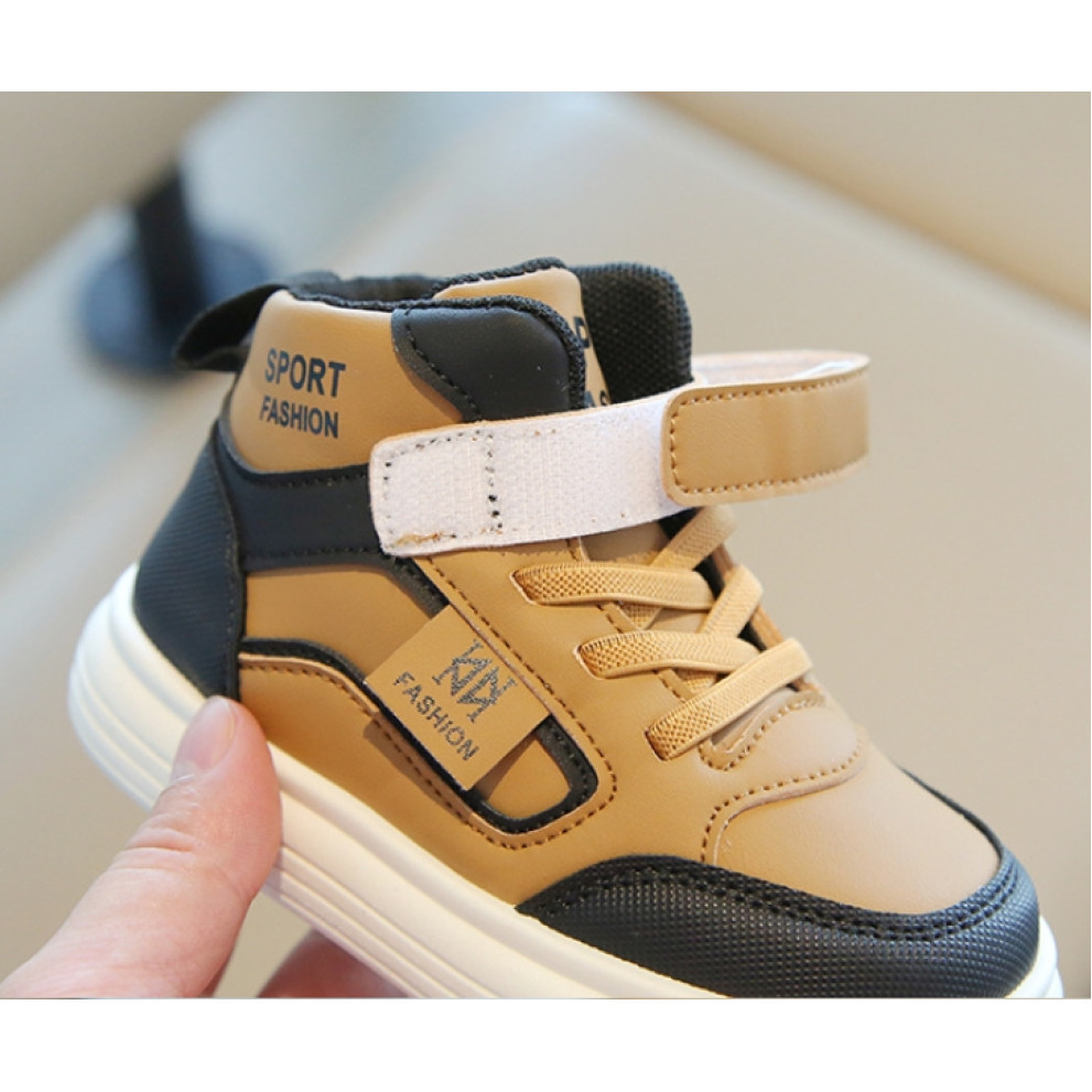 Дитячі високі кросівки HZY992 світло-коричневого кольору для хлопчика та дівчинки весна-осінь з білою підошвою Дитячі високі кросівки HZY992 світло-коричневого кольору для хлопчика та дівчинки весна-осінь з білою підошвою