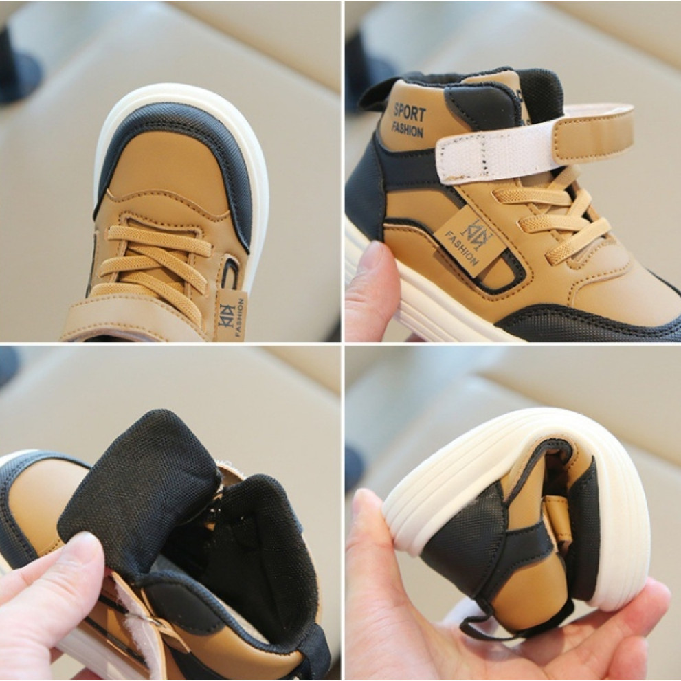 Дитячі високі кросівки HZY992 світло-коричневого кольору для хлопчика та дівчинки весна-осінь з білою підошвою Дитячі високі кросівки HZY992 світло-коричневого кольору для хлопчика та дівчинки весна-осінь з білою підошвою