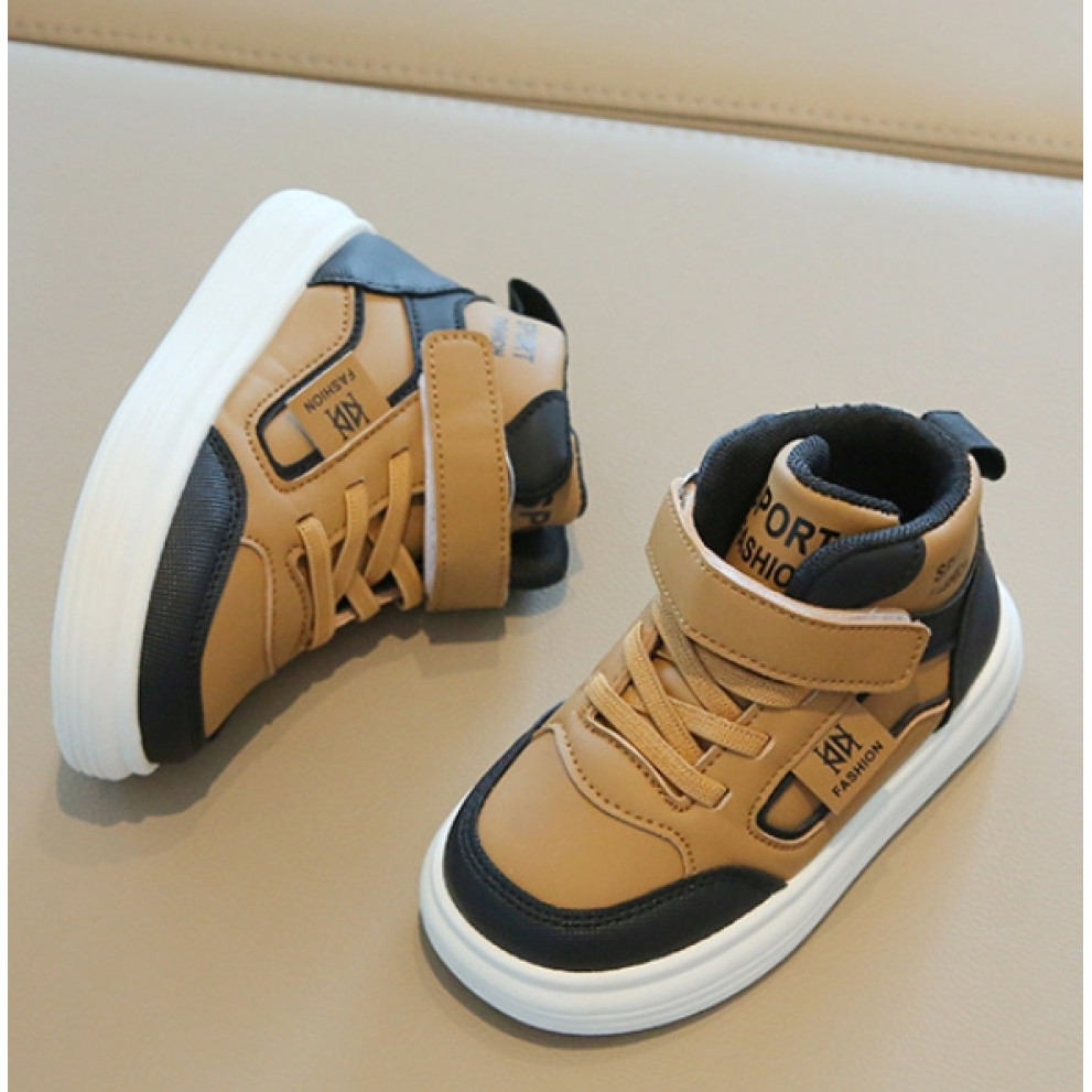Дитячі високі кросівки HZY992 світло-коричневого кольору для хлопчика та дівчинки весна-осінь з білою підошвою Дитячі високі кросівки HZY992 світло-коричневого кольору для хлопчика та дівчинки весна-осінь з білою підошвою
