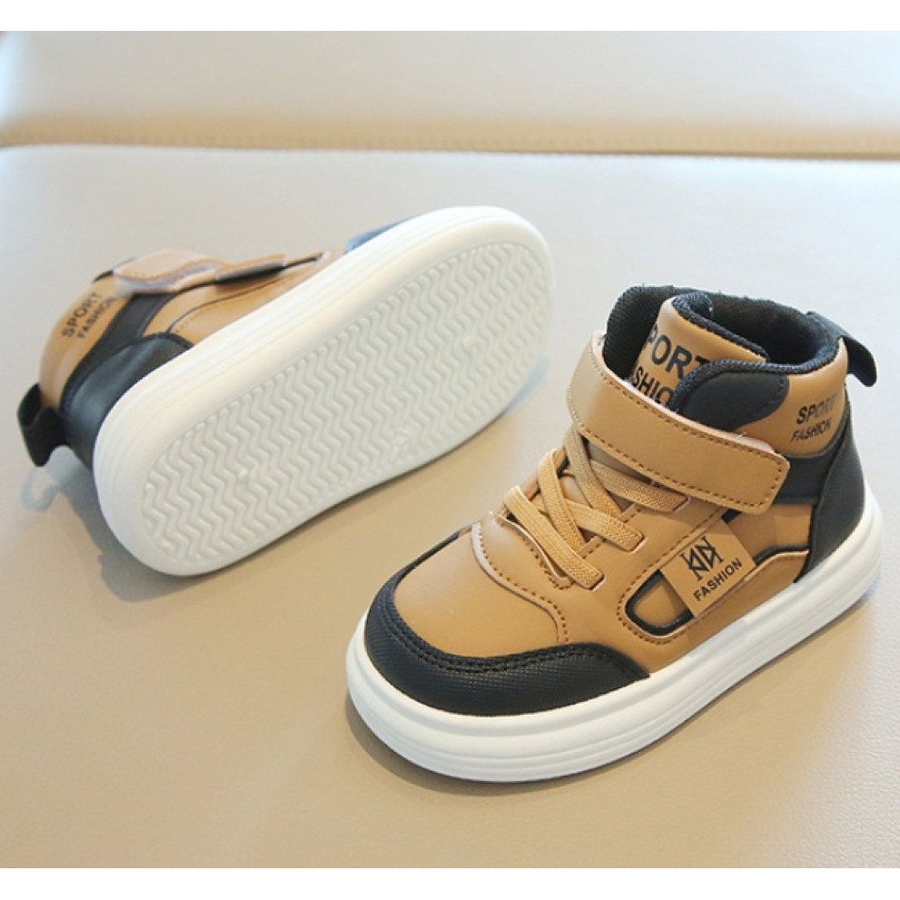 Дитячі високі кросівки HZY992 світло-коричневого кольору для хлопчика та дівчинки весна-осінь з білою підошвою Дитячі високі кросівки HZY992 світло-коричневого кольору для хлопчика та дівчинки весна-осінь з білою підошвою