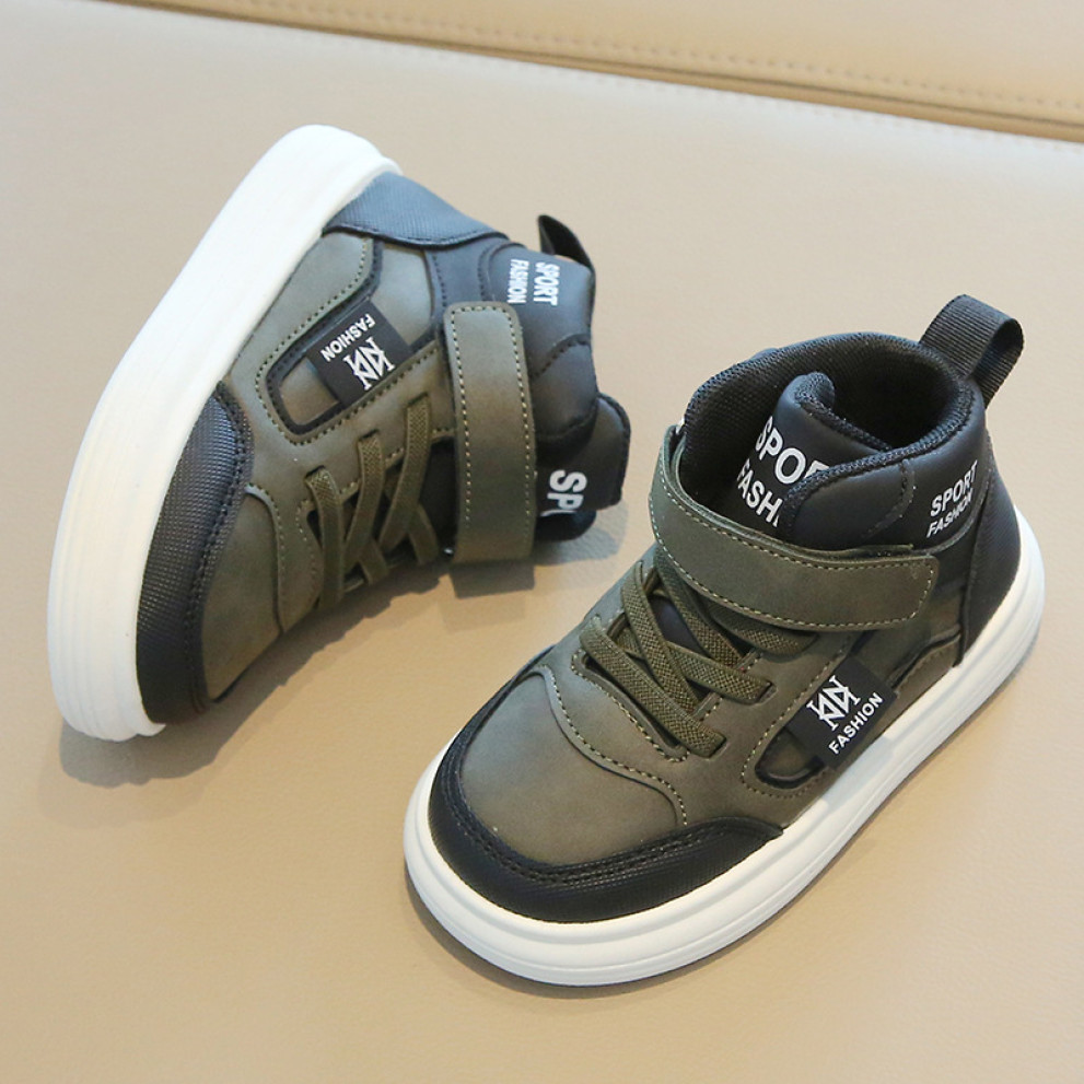 Дитячі кросівки хайтопи HZY992 хакі для хлопчика весна-осінь з білою підошвою Дитячі кросівки хайтопи HZY992 хакі для хлопчика весна-осінь з білою підошвою
