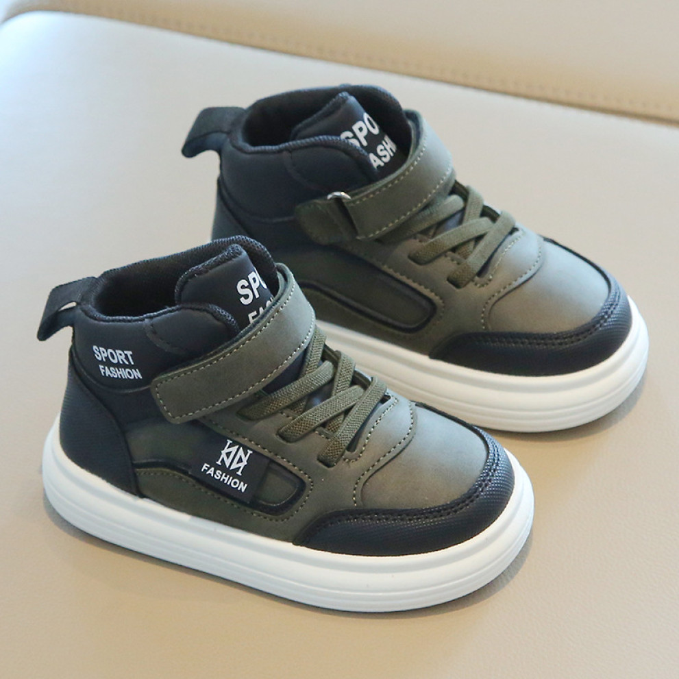 Дитячі кросівки хайтопи HZY992 хакі для хлопчика весна-осінь з білою підошвою