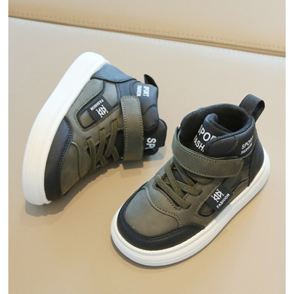 Дитячі кросівки хайтопи HZY992 хакі для хлопчика весна-осінь з білою підошвою Дитячі кросівки хайтопи HZY992 хакі для хлопчика весна-осінь з білою підошвою