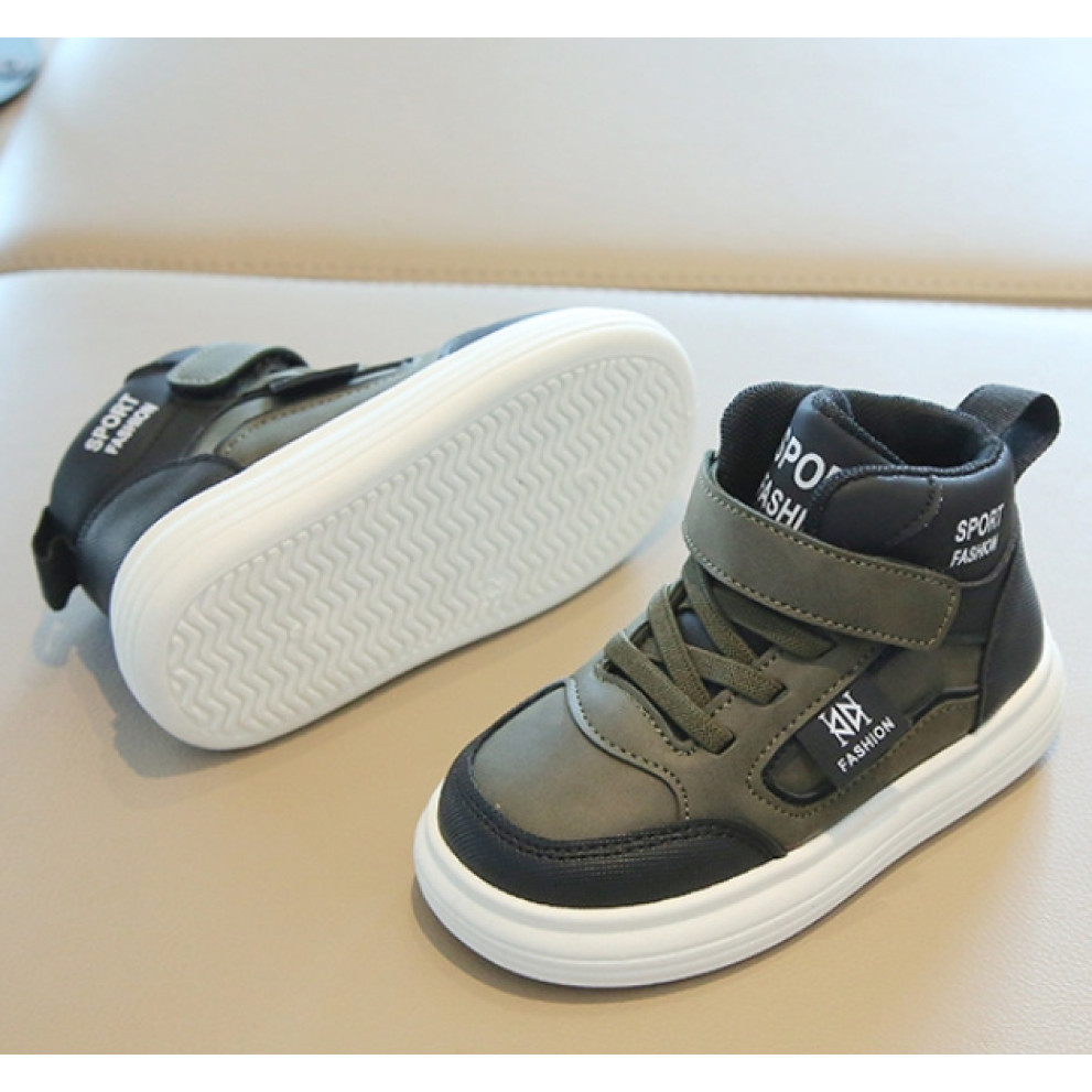 Дитячі кросівки хайтопи HZY992 хакі для хлопчика весна-осінь з білою підошвою Дитячі кросівки хайтопи HZY992 хакі для хлопчика весна-осінь з білою підошвою