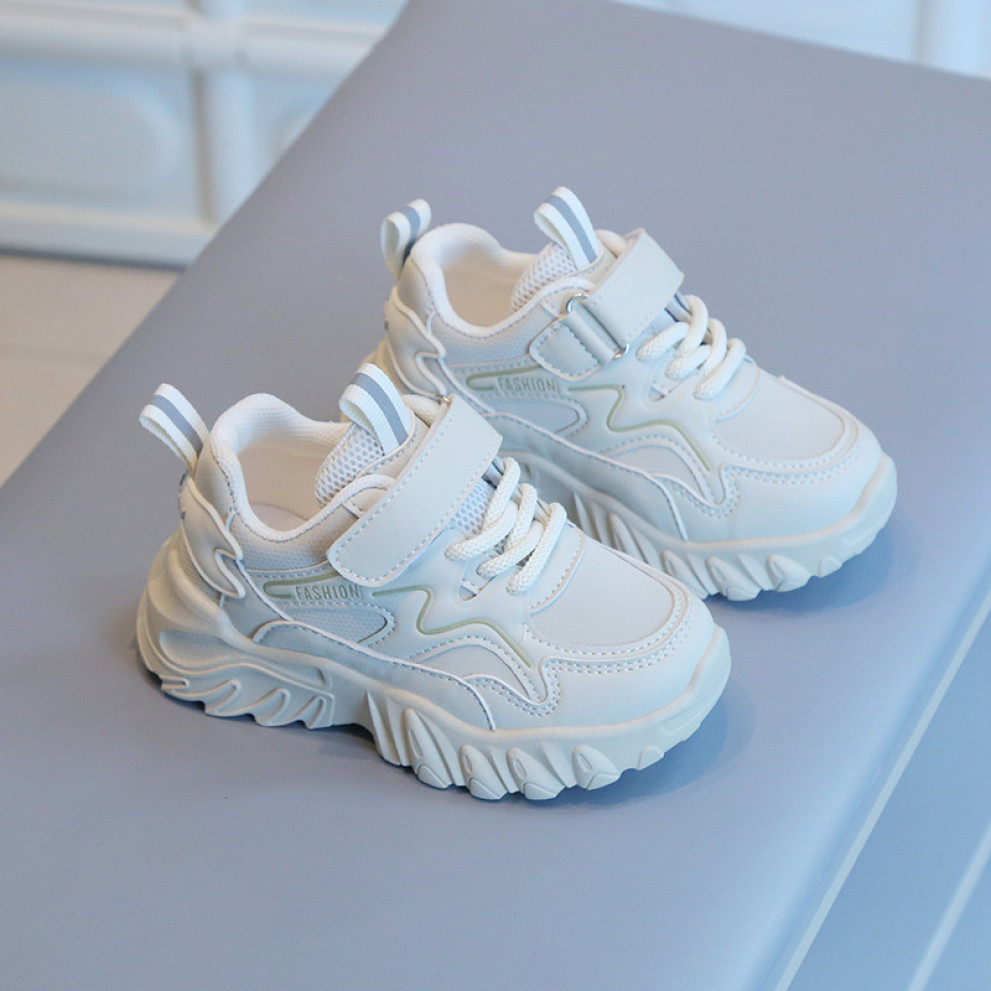 Дитячі кросівки HTH-775 білі для хлопчиків та дівчаток весна-осінь з масивною підошвою Дитячі кросівки HTH-775 білі для хлопчиків та дівчаток весна-осінь з масивною підошвою