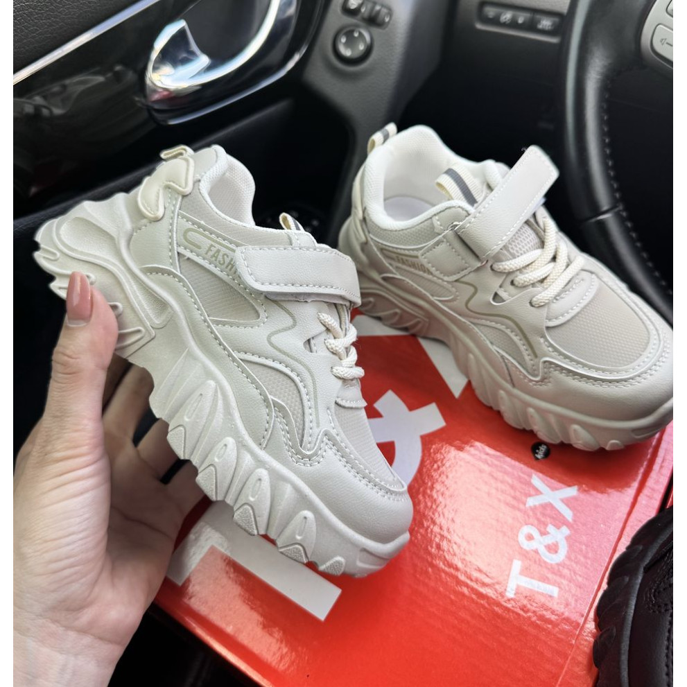 Дитячі кросівки HTH-775 білі для хлопчиків та дівчаток весна-осінь з масивною підошвою