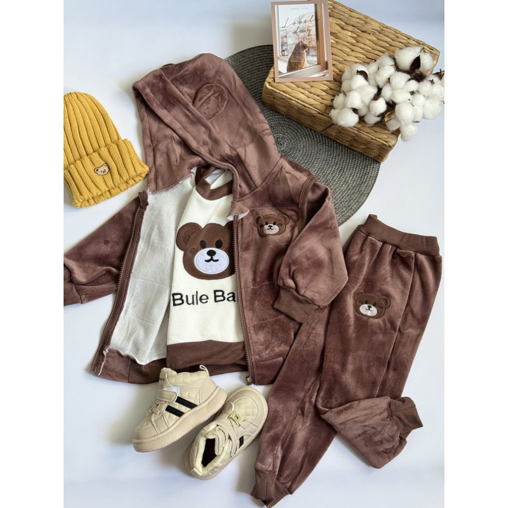 Костюм трійка теплий Bule Baby коричневий 10578