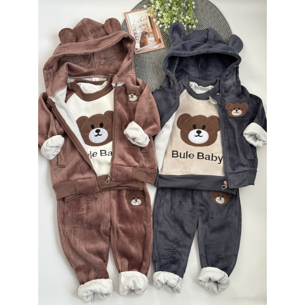 Костюм трійка теплий Bule Baby коричневий 10578