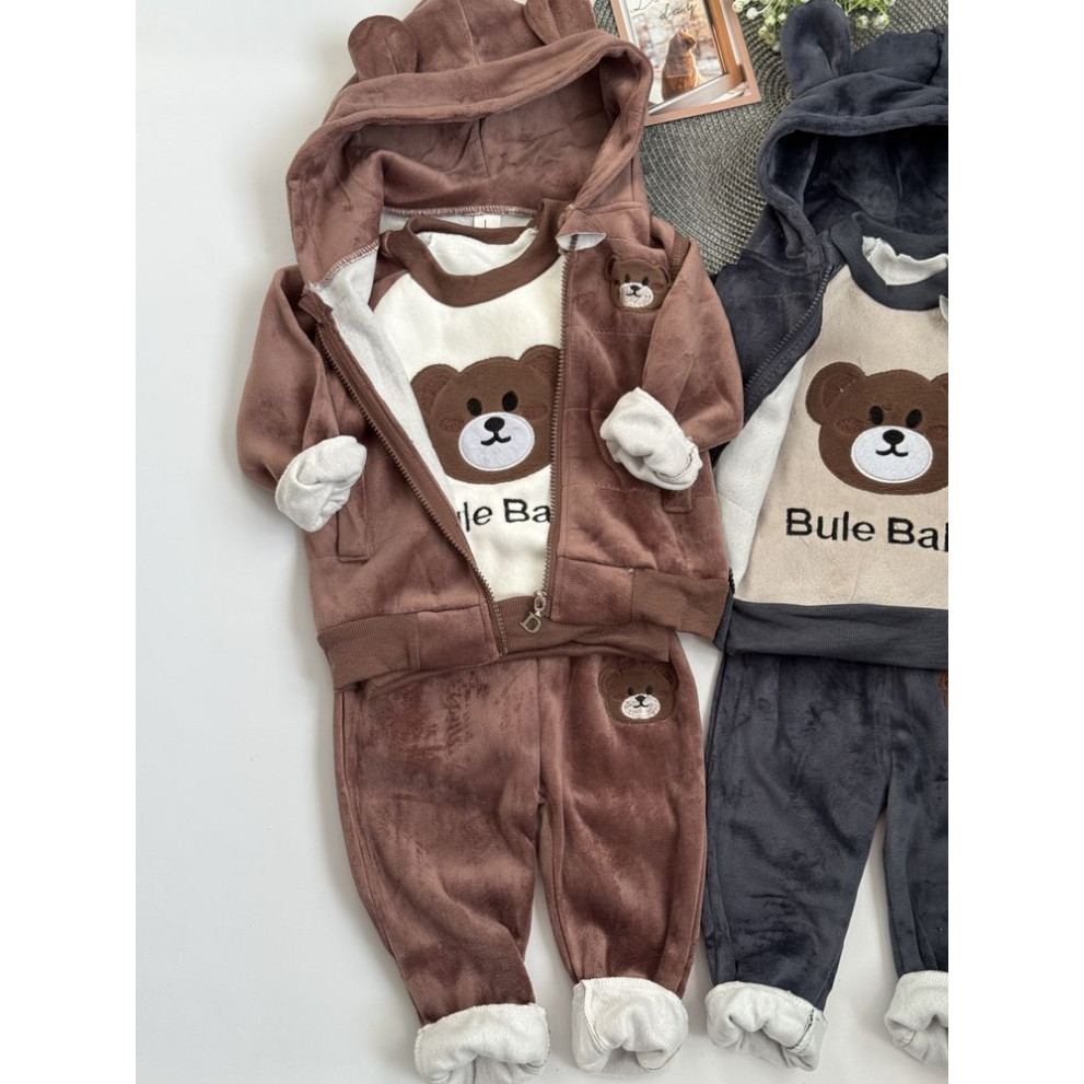 Костюм трійка теплий Bule Baby коричневий 10578