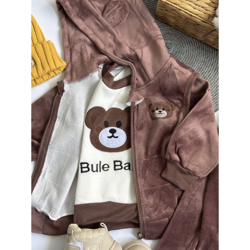 Костюм трійка теплий Bule Baby коричневий 10578