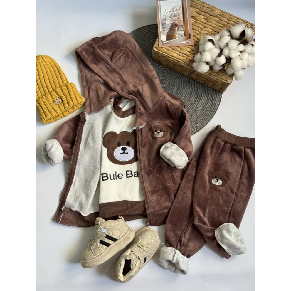 Костюм трійка теплий Bule Baby коричневий 10578