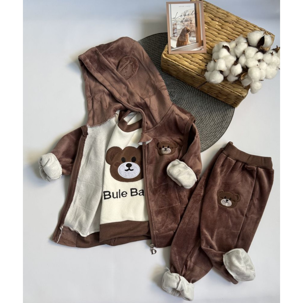 Костюм трійка теплий Bule Baby коричневий 10578