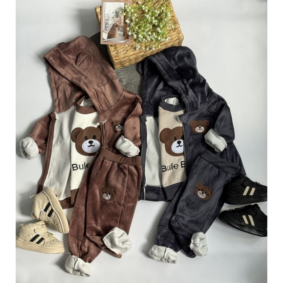 Костюм трійка теплий Bule Baby коричневий 10578