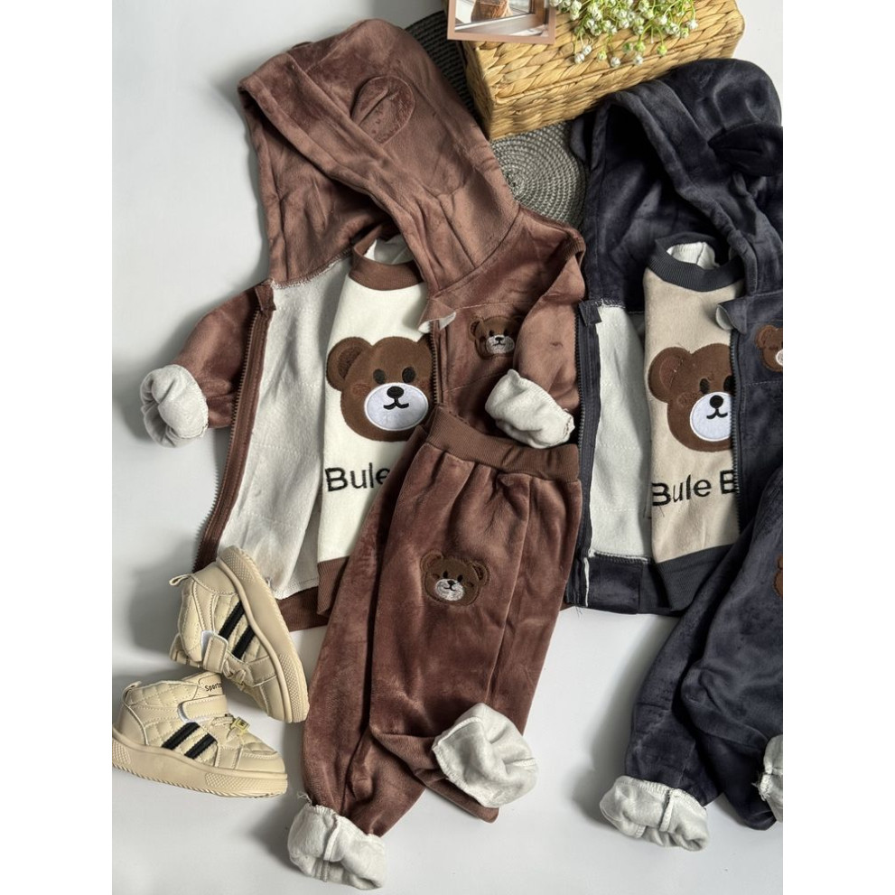 Костюм трійка теплий Bule Baby коричневий 10578