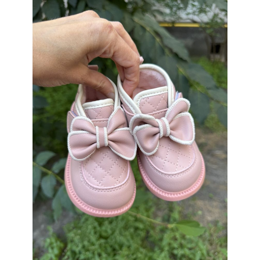 Демісезонні черевички для дівчинки стильні з бантиком колір рожевий 10717