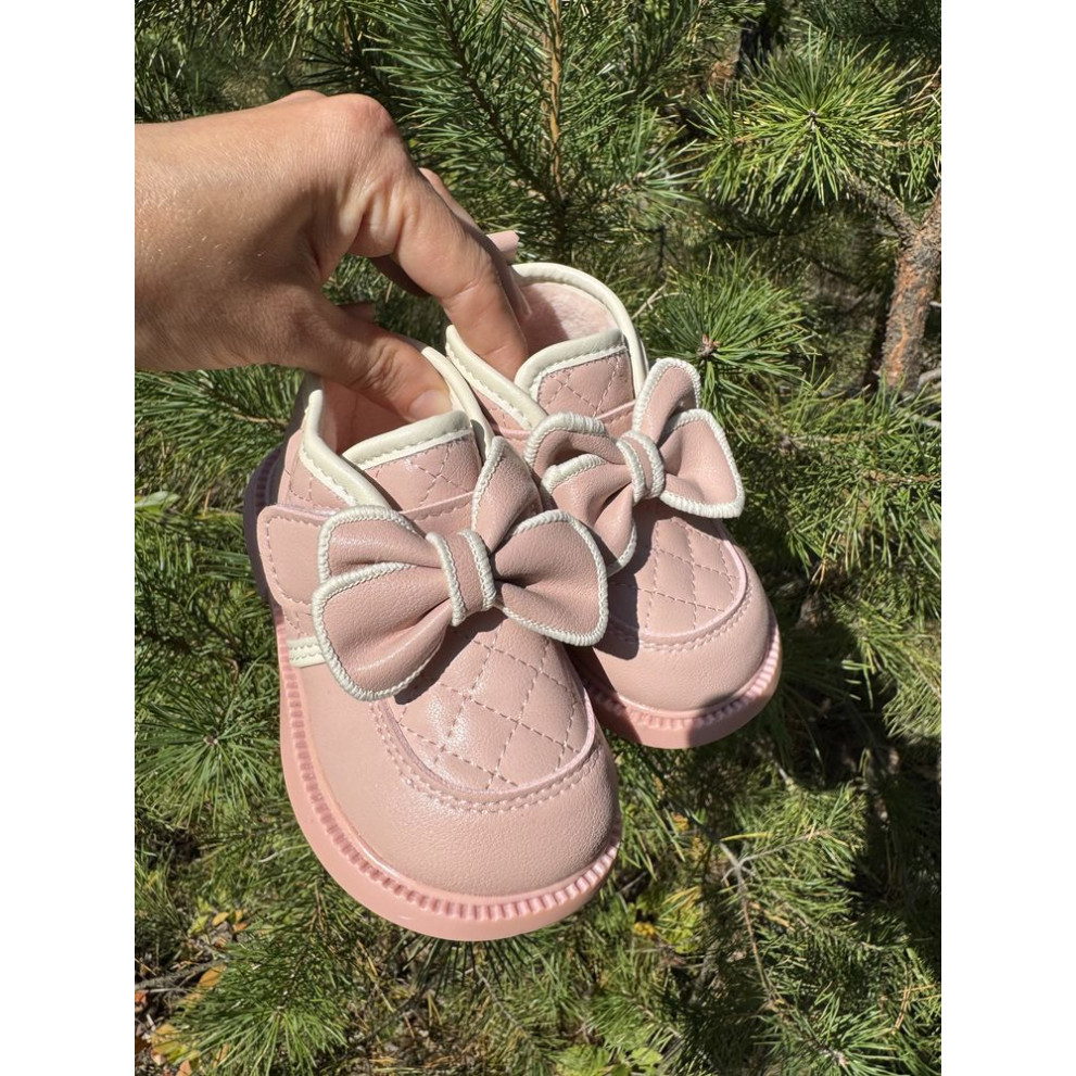 Демісезонні черевички для дівчинки стильні з бантиком колір рожевий 10717