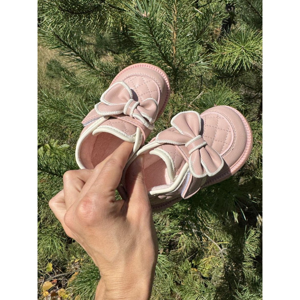 Демісезонні черевички для дівчинки стильні з бантиком колір рожевий 10717