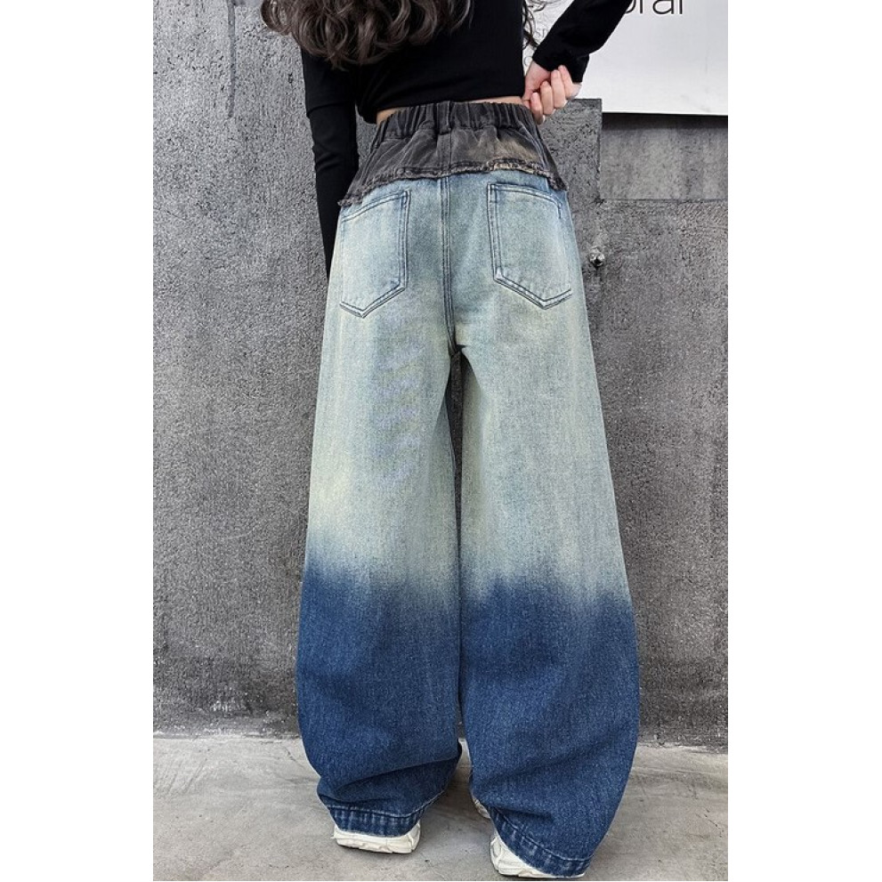 Стильні джинси для дівчинки чорний верх колір синій 10909