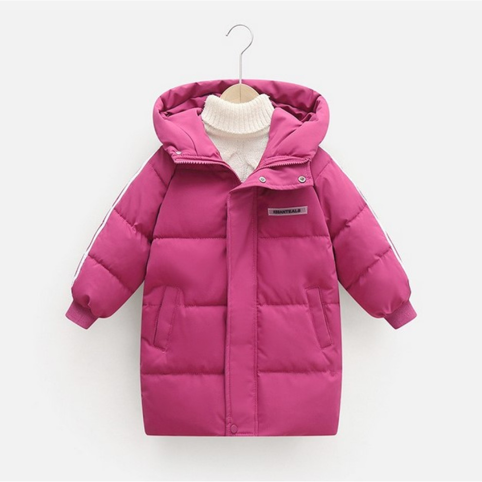 Куртка подовжена з капюшоном для дівчинки колір малиновий 10919