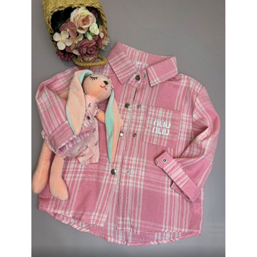 Стильна сорочка для дівчинки колір рожевий 10928