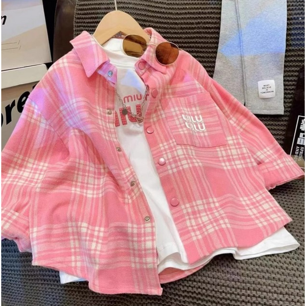 Стильна сорочка для дівчинки колір рожевий 10928