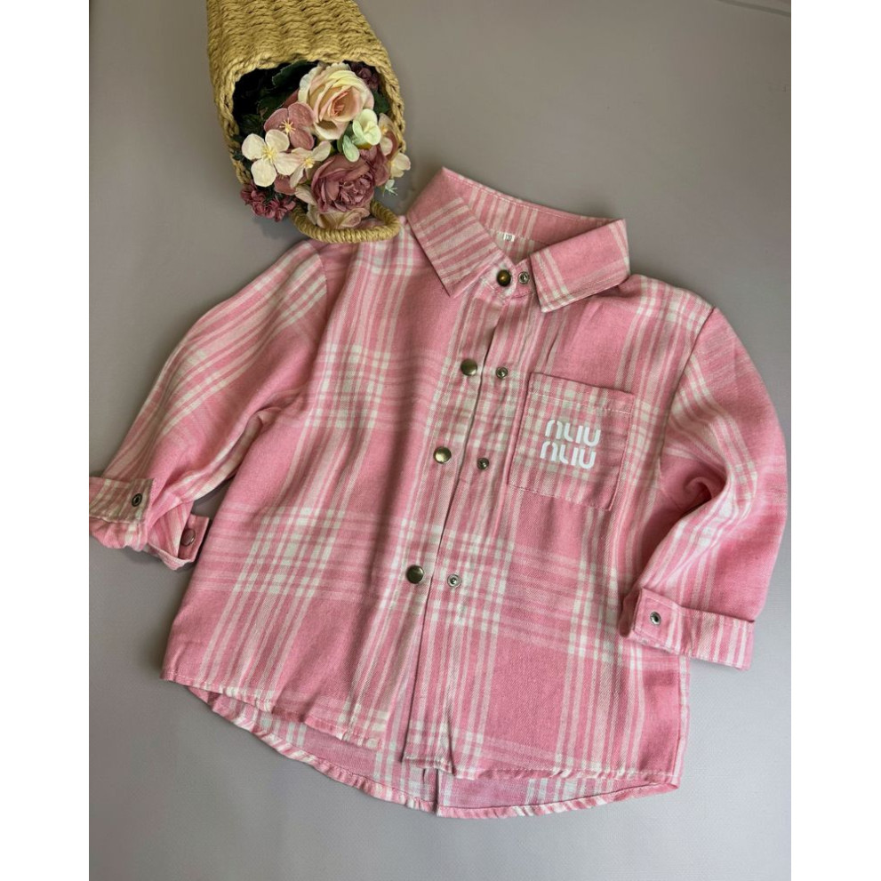 Стильна сорочка для дівчинки колір рожевий 10928