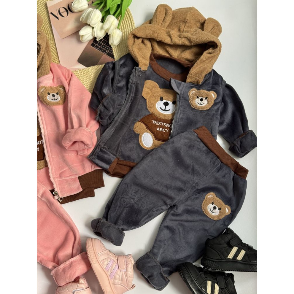 Костюм трійка Bear сірий 1573