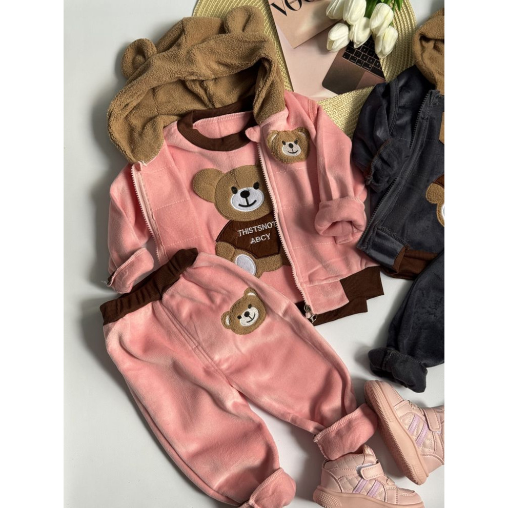 Костюм трійка Bear світло-рожевий 1574