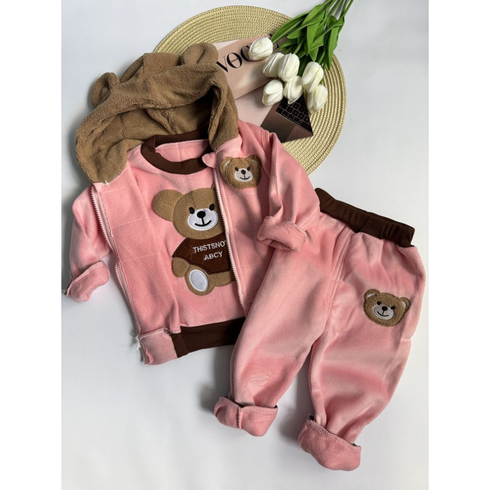 Костюм трійка Bear світло-рожевий 1574