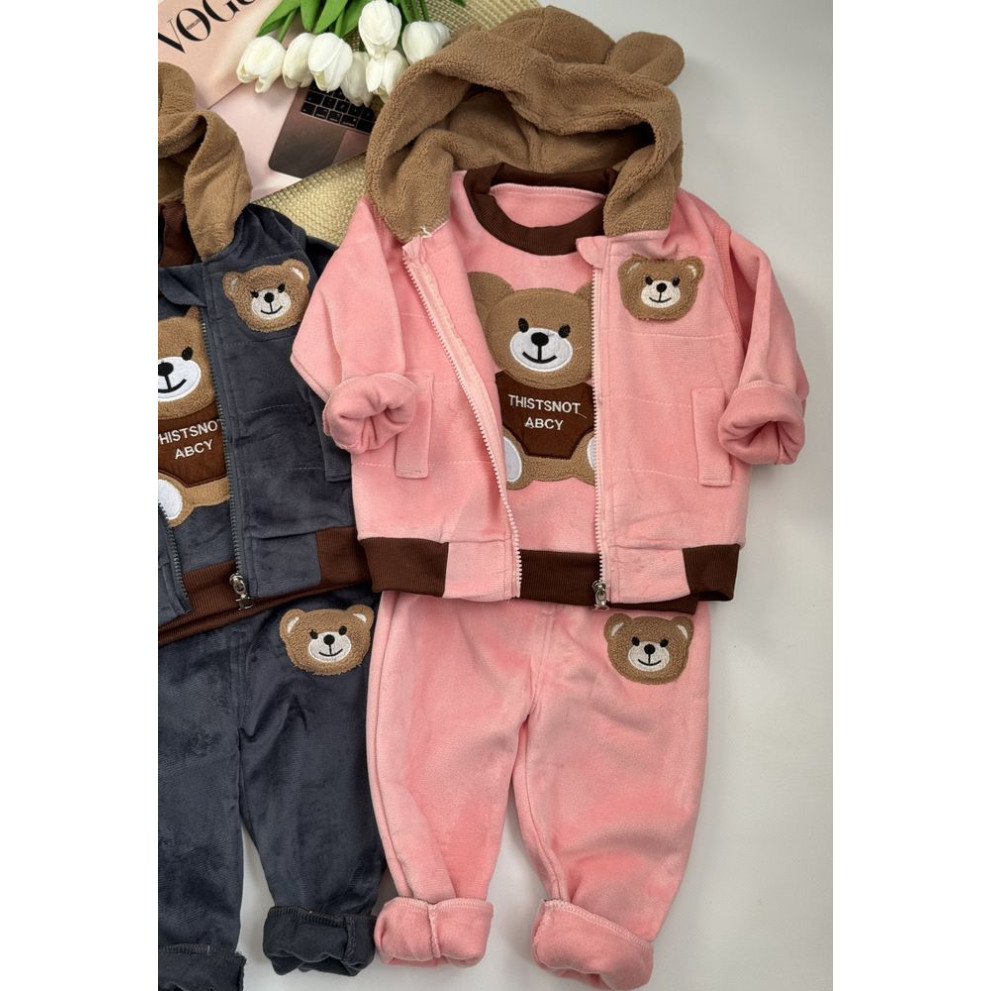 Костюм трійка Bear світло-рожевий 1574