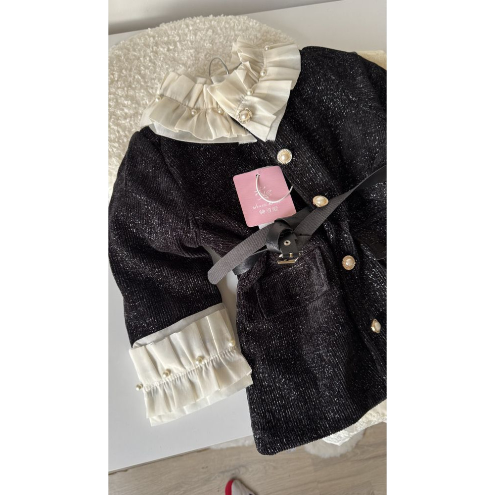 Пальто для дівчинки трикотажне з люрексом колір чорний 10682