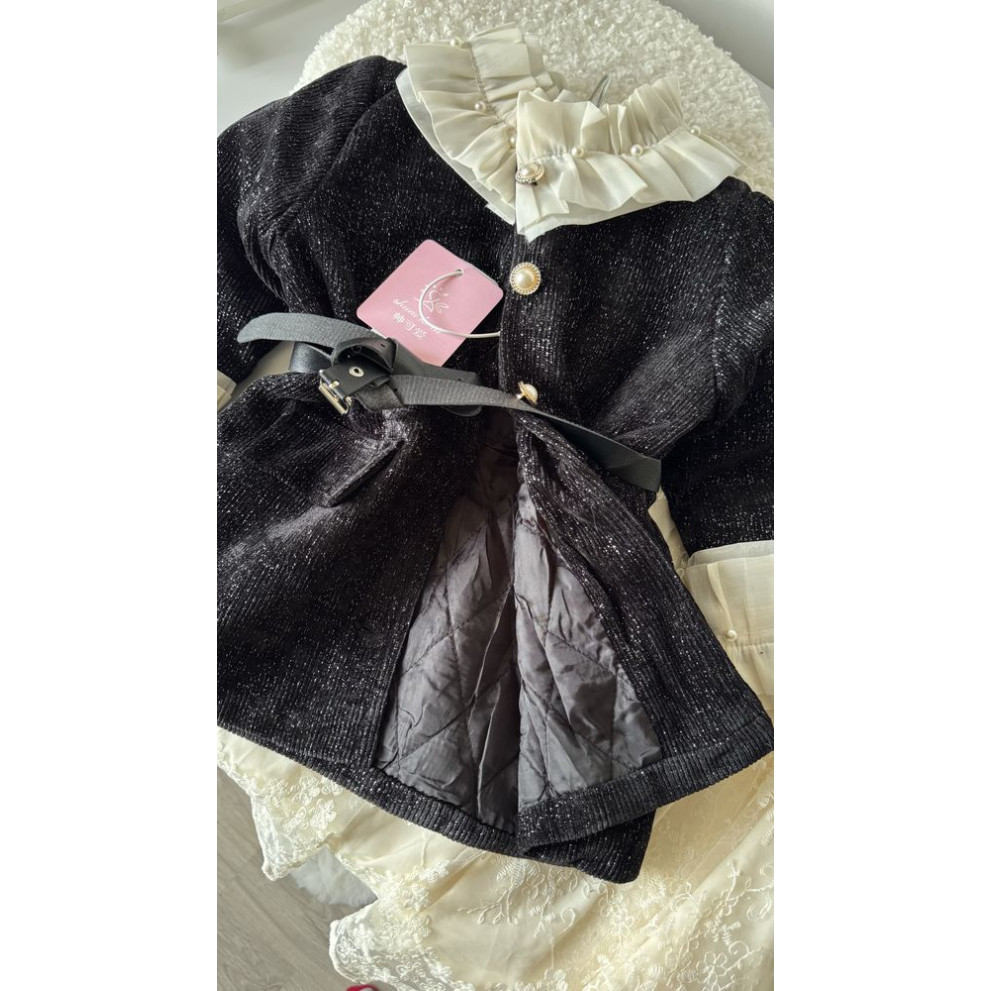 Пальто для дівчинки трикотажне з люрексом колір чорний 10682