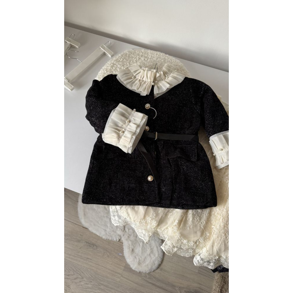 Пальто для дівчинки трикотажне з люрексом колір чорний 10682