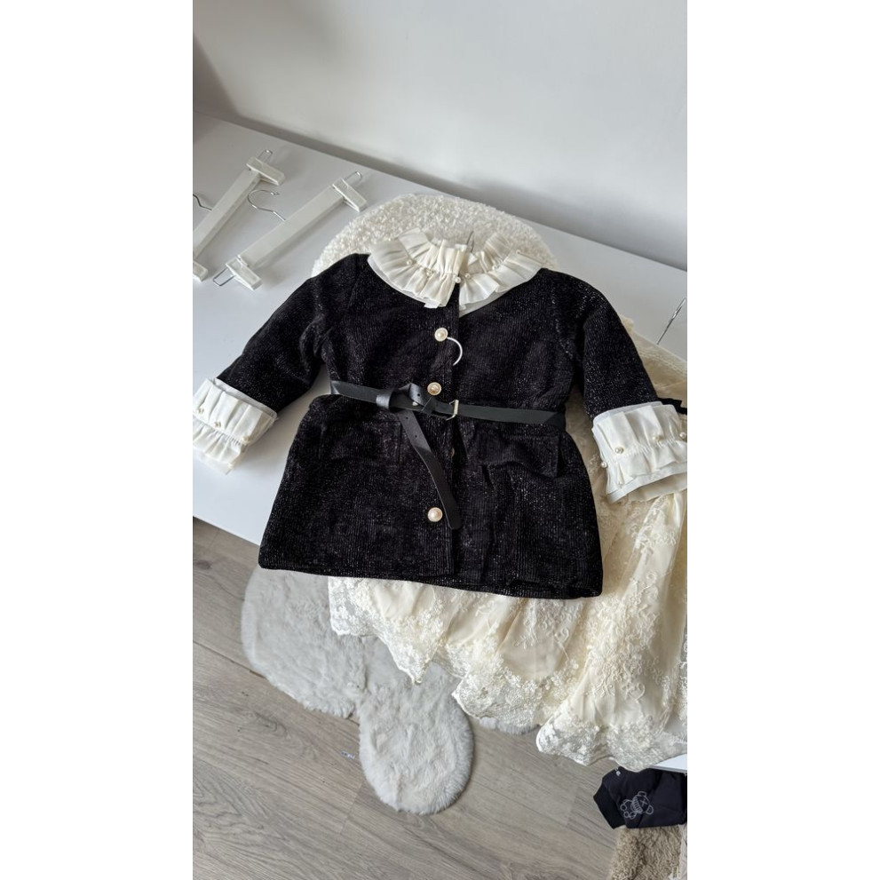 Пальто для дівчинки трикотажне з люрексом колір чорний 10682