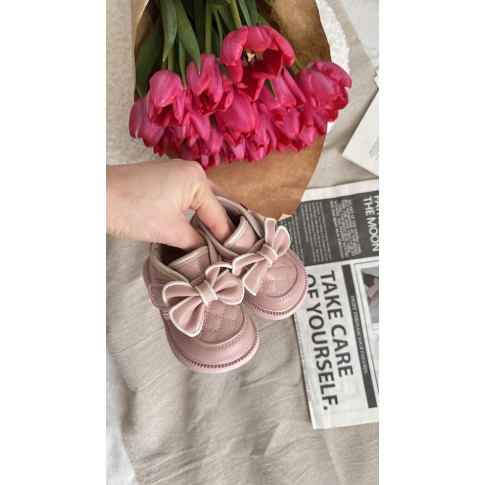 Демісезонні черевички для дівчинки стильні з бантиком колір рожевий 10717