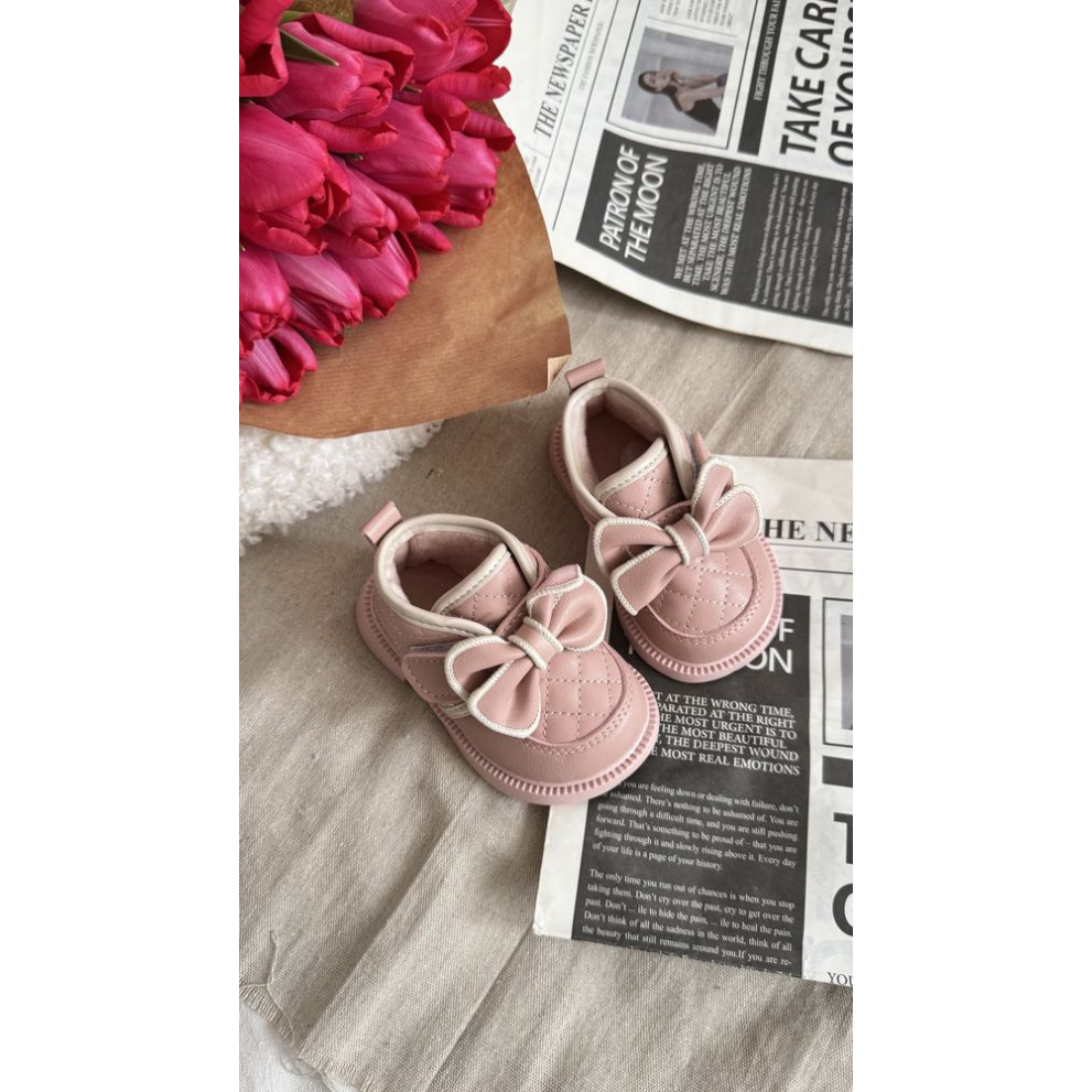Демісезонні черевички для дівчинки стильні з бантиком колір рожевий 10717