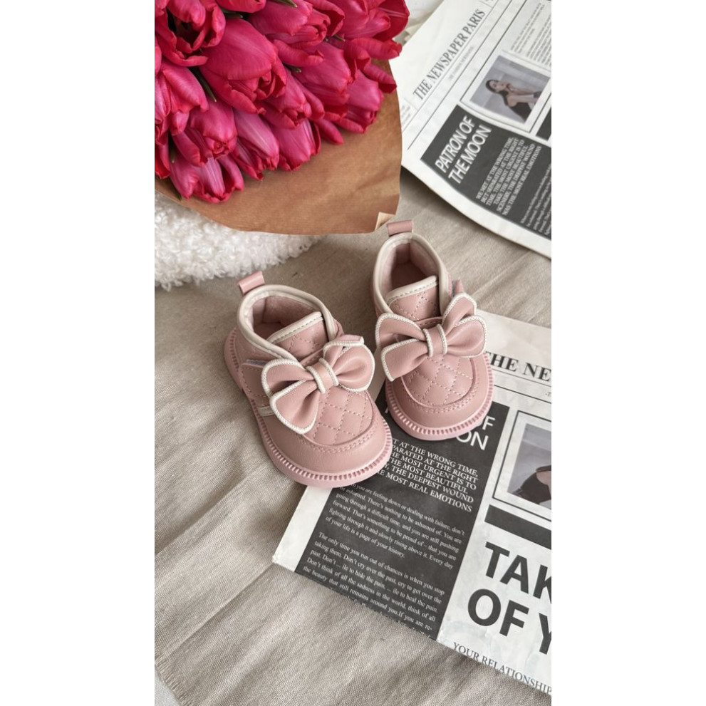 Демісезонні черевички для дівчинки стильні з бантиком колір рожевий 10717