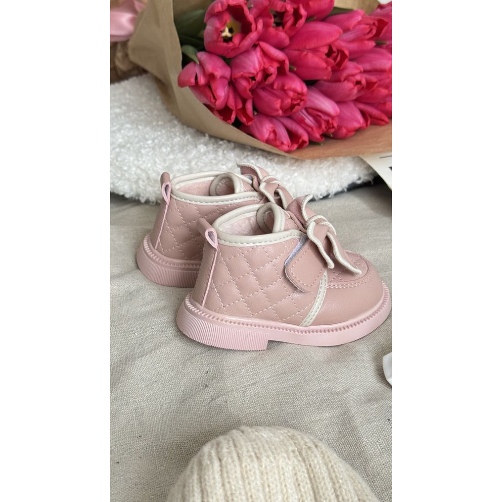Демісезонні черевички для дівчинки стильні з бантиком колір рожевий 10717
