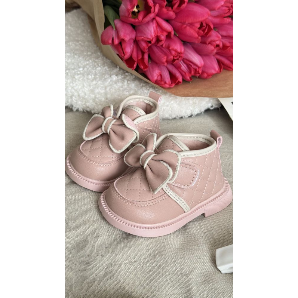 Демісезонні черевички для дівчинки стильні з бантиком колір рожевий 10717