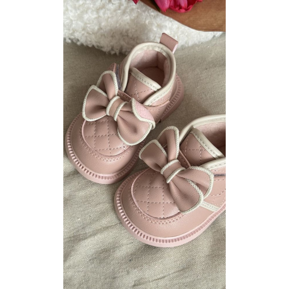 Демісезонні черевички для дівчинки стильні з бантиком колір рожевий 10717