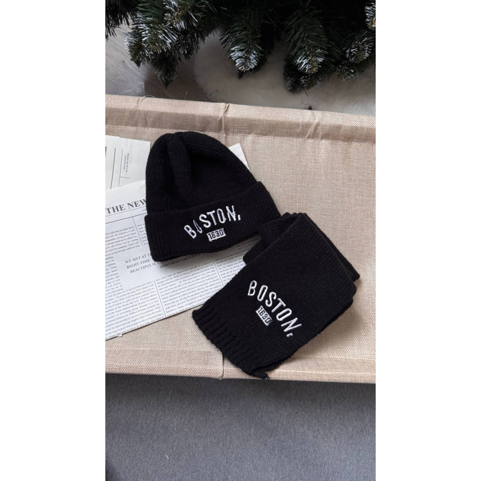 Комплект дитячий шапка і шарф Boston колір чорний 10940